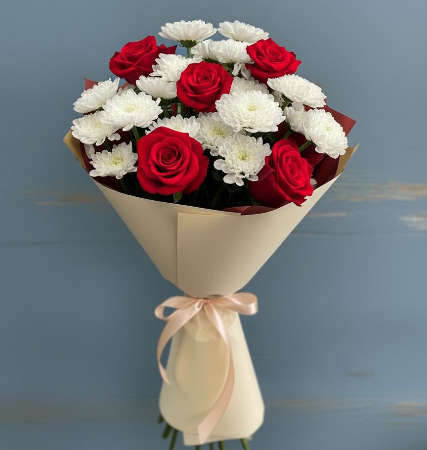 Букет цветов из: Розы и Хризантемы в Борзе