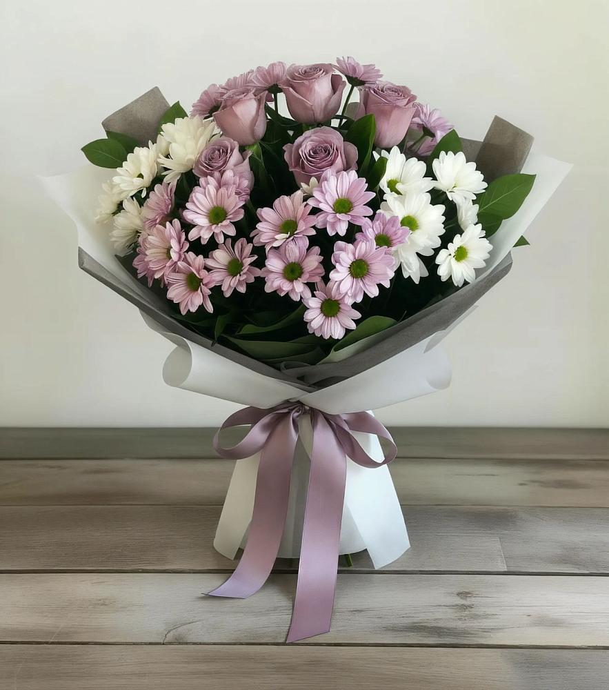 Букет цветов из: Хризантемы и Розы в Борзе