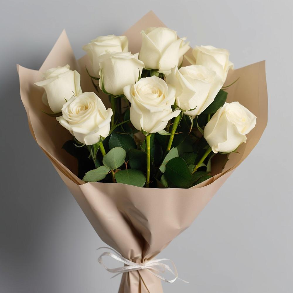 Букет 9 Белых роз Эдлесс Лав в Борзе