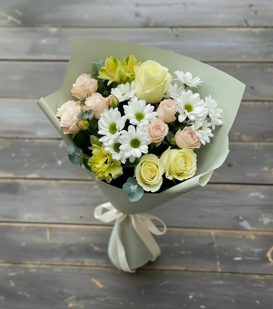Букет цветов из: Альстромерии, Розы и Хризантемы в Борзе
