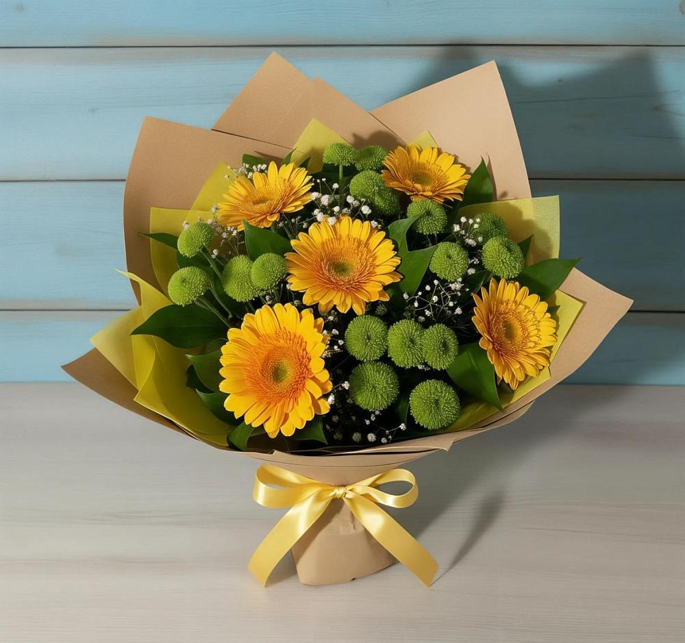 Букет цветов из: Герберы и Хризантемы в Борзе