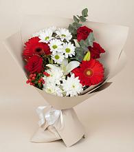 Букет цветов из:  Розы, Хризантемы, Герберы и Лилии в Борзе