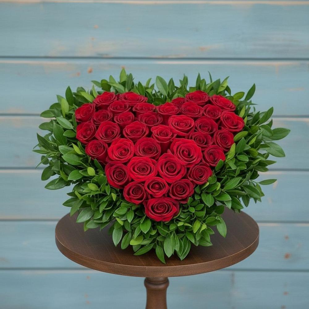 Цветочная композиция из Розы в виде сердца в Борзе