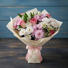 Букет цветов из:  Хризантемы, Альстромерии и Розы в Борзе