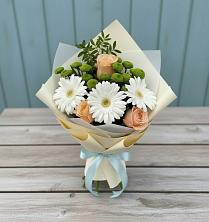 Букет цветов из:  Герберы, Розы и Хризантемы в Борзе