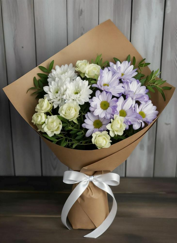 Букет цветов из: Хризантемы и Розы в Борзе