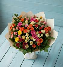 Букет Микс из разноцветных кустовых роз в Борзе